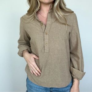 Cashmere Half Button Shirt Taupe Size S